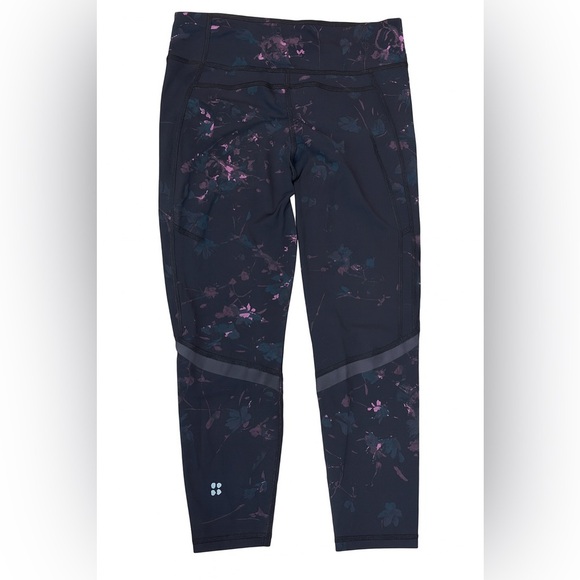 Sweaty Betty Zero Gravity Small Black Pink Floral Print High Waist Zip Pocket - Picture 4 of 6